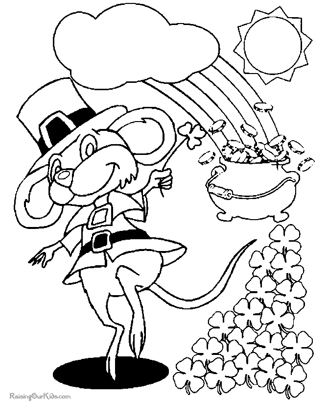 St Patrick's Day Leprechaun Coloring Page Pot of Gold