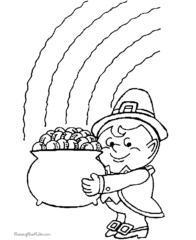 Pot of Gold St Patrick's Day Coloring Page
