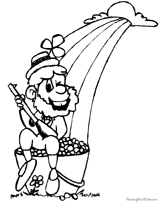 Printable Pot of Gold St Patrick's Day Colouring Page