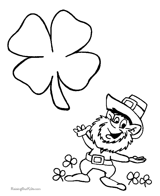 Leprechaun and Shamrock Preschool Coloring Page