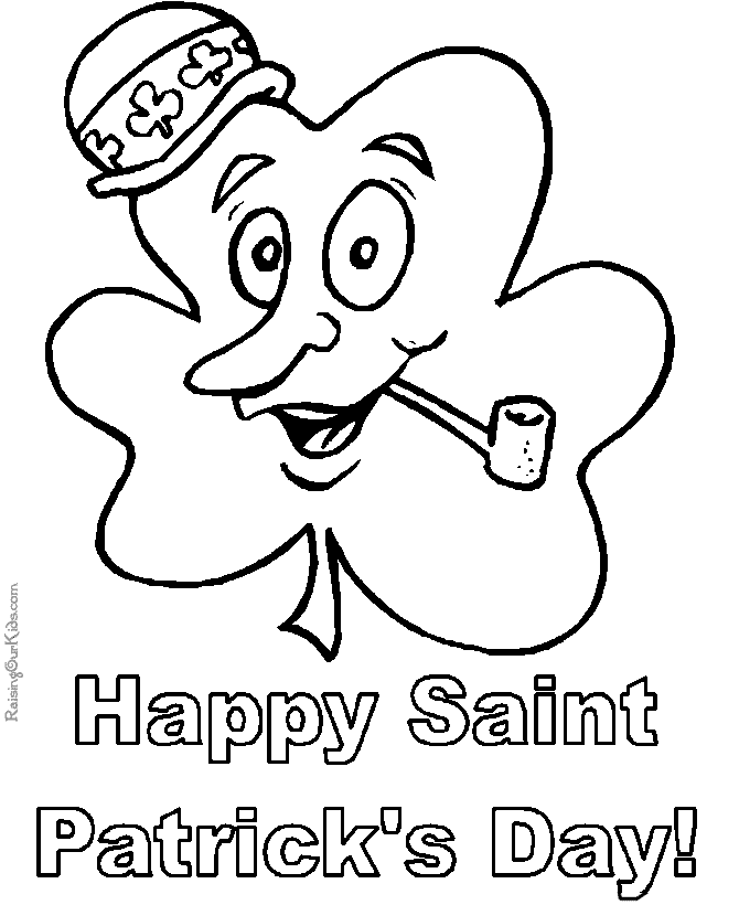Happy St Patrick's Day Shamrock Coloring Page
