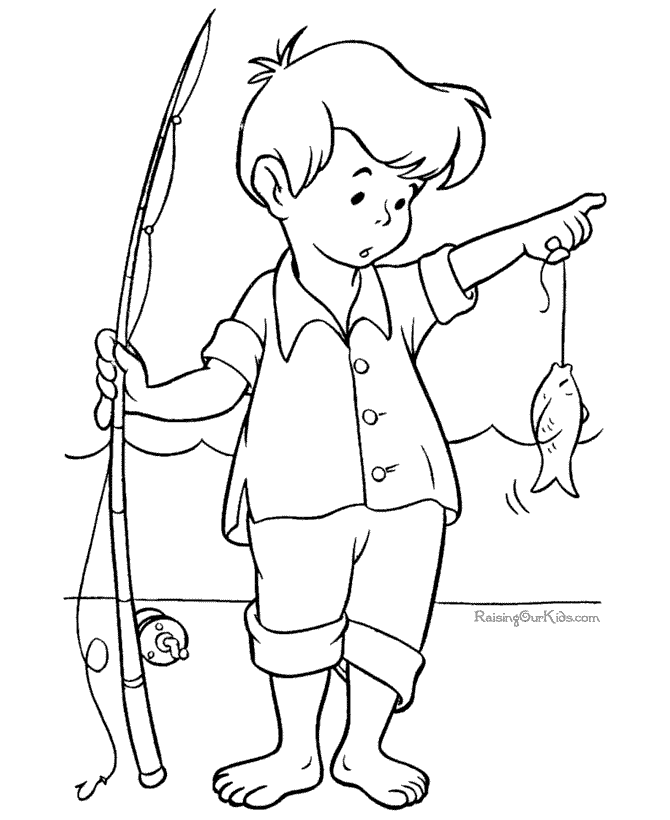 Gone Fishing Summer Coloring Page
