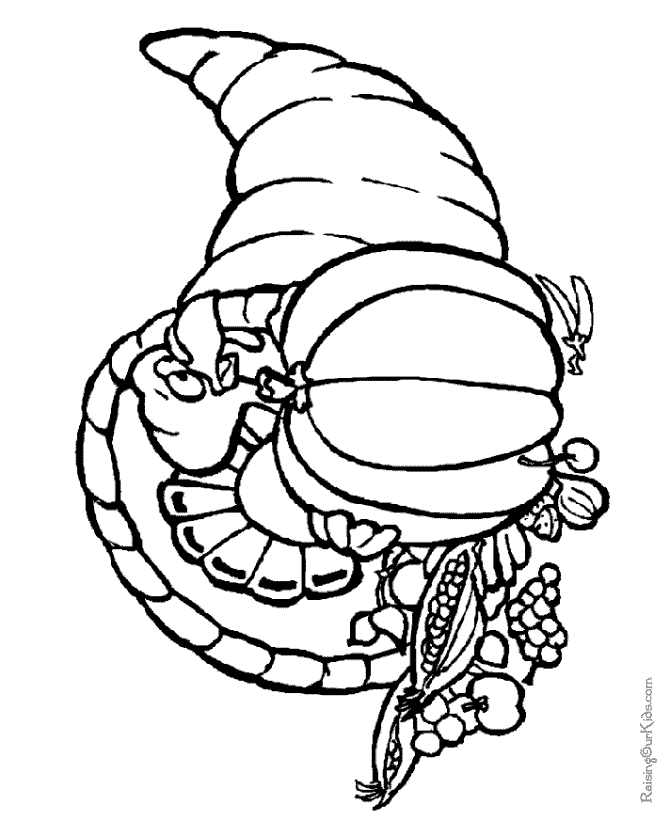 Thanksgiving coloring pages of cornucopia