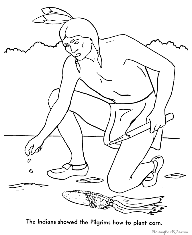 First Thanksgiving Coloring Page Planting Corn