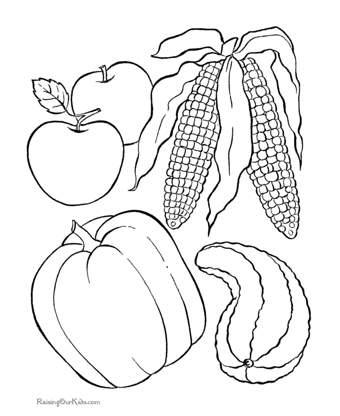 Thanksgiving coloring pages of foods