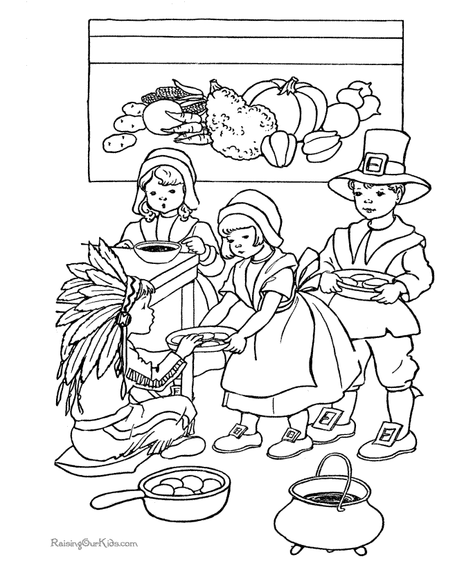 Thanksgiving Pilgrim kids coloring page