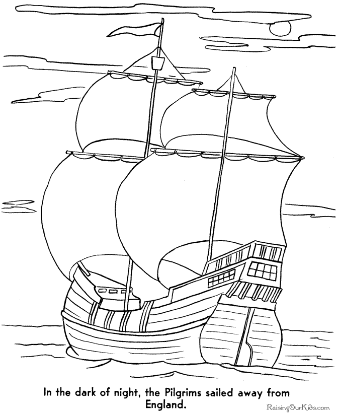 Pilgrims ship coloring page