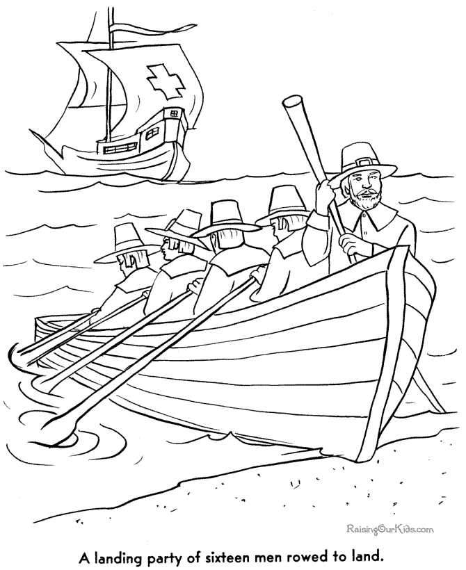 Pilgrims Landing Party coloring page