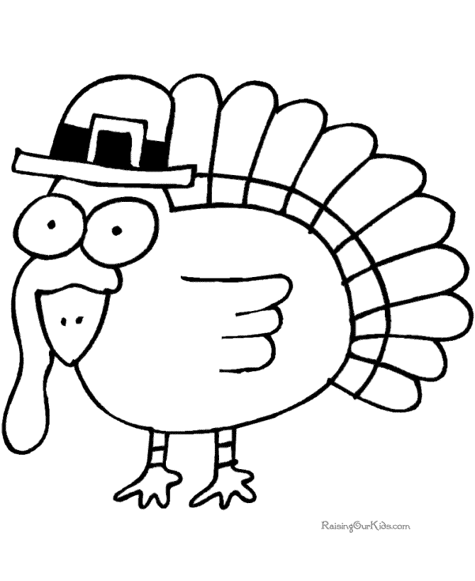 Pilgrim hat turkey coloring page