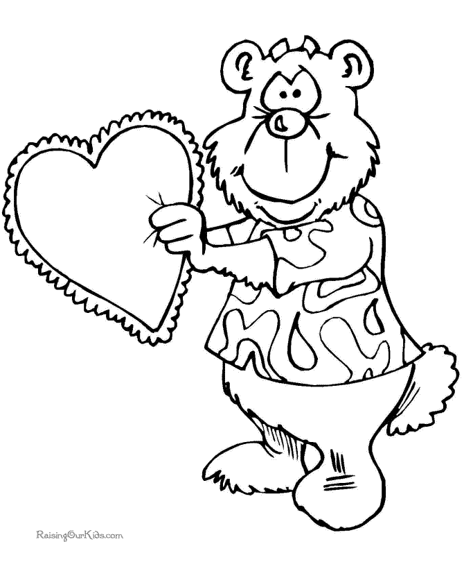 Valentine´s Day bear coloring page