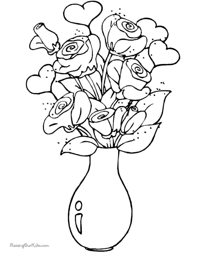 Roses Valentine´s Day flower coloring pages