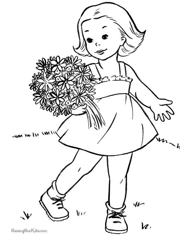 Kids Flowers Valentine´s Day Coloring Page