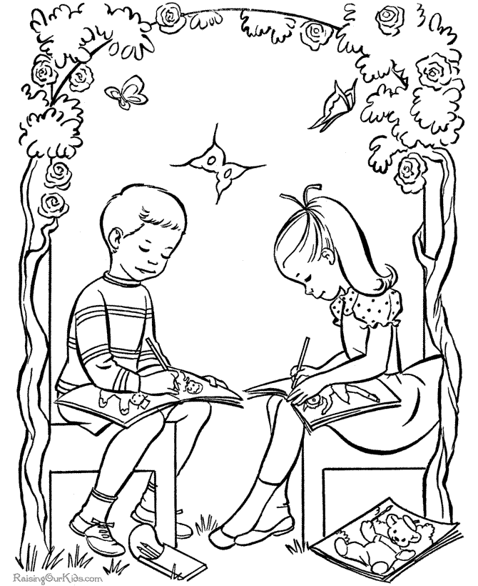 Valentine kids coloring page