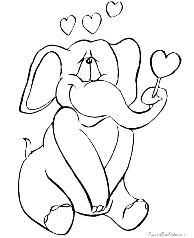 Valentine Preschool Coloring Page of elephant