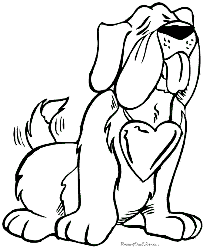 Preschool Valentine´s Day Dog Coloring Page