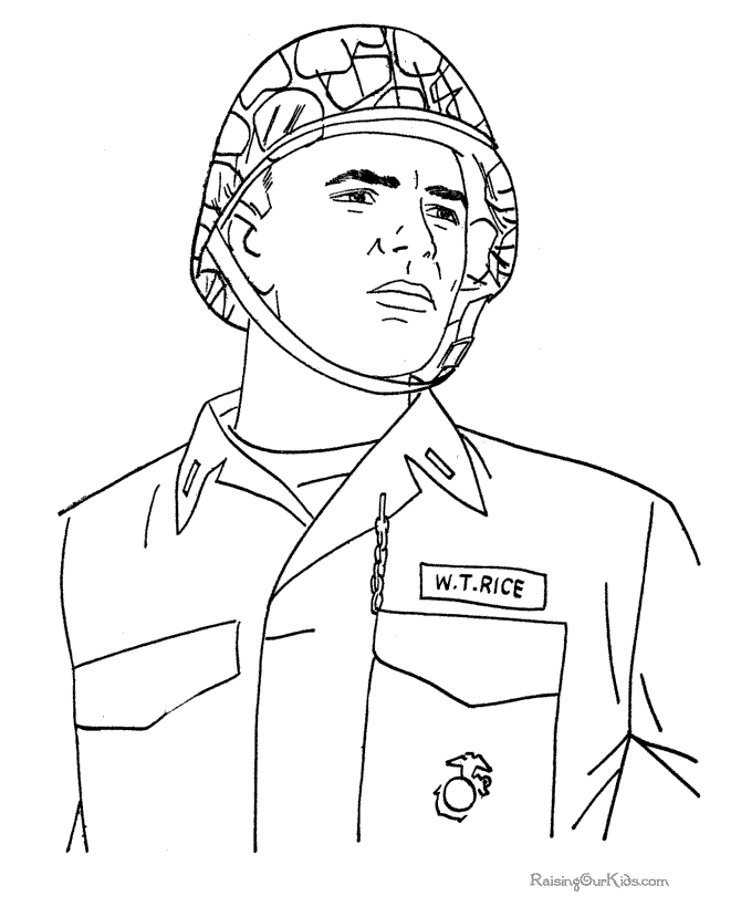 Soldier Veterans Day Coloring Page
