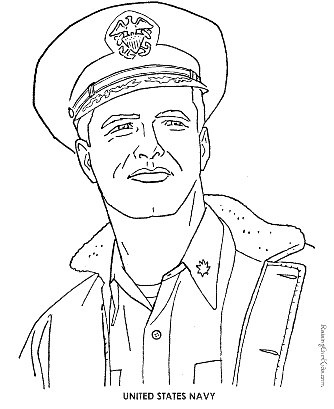 Navy Officer Veterans Day Coloring Page