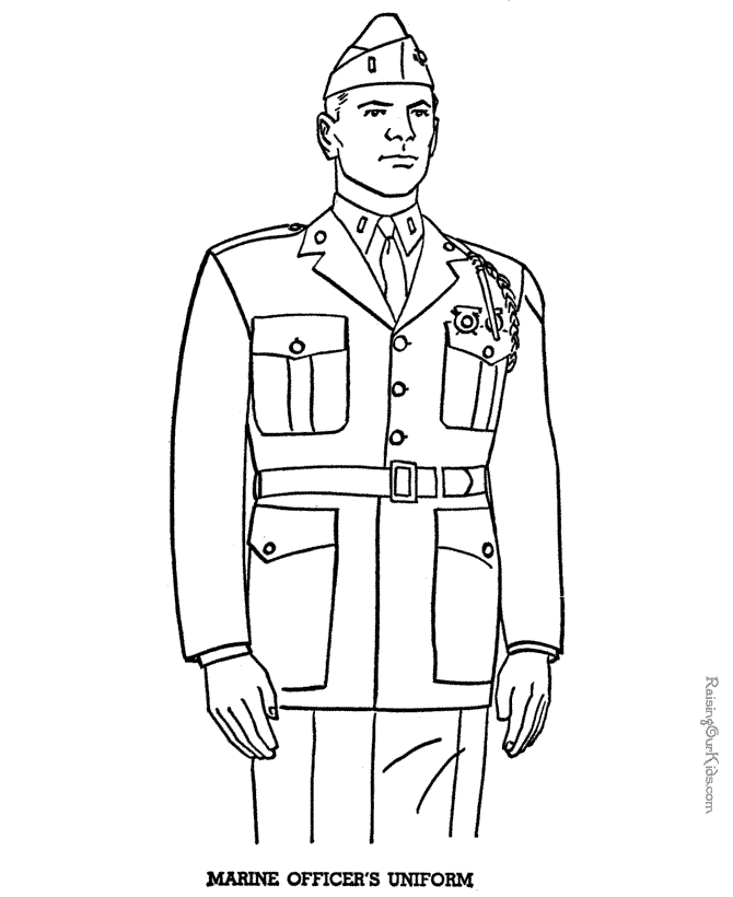 Marine Officer Veterans Day Coloring Page