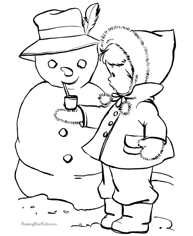 winter snowman coloring page