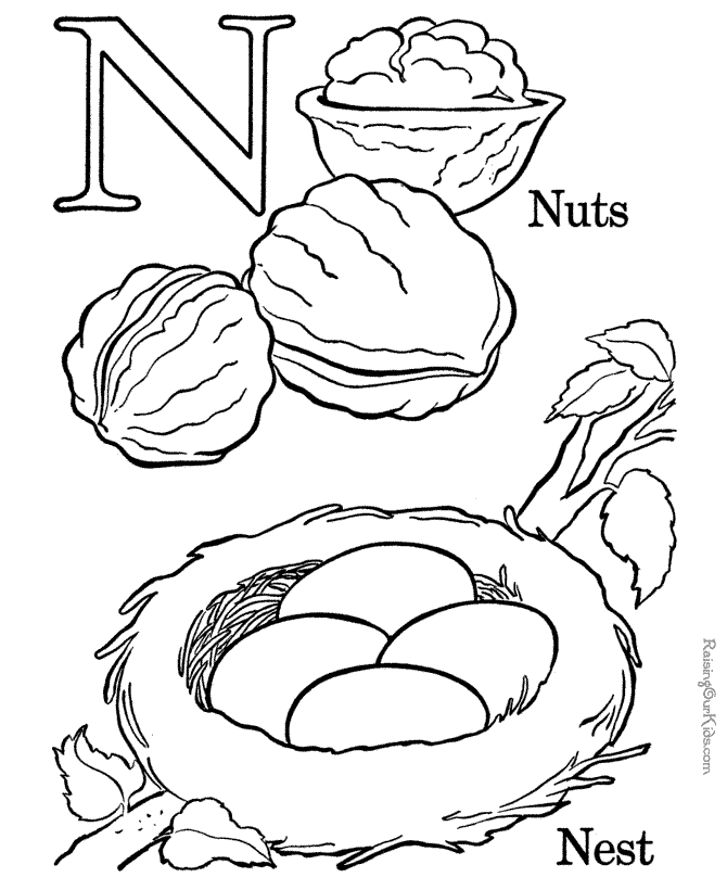 Nn Alphabet coloring page