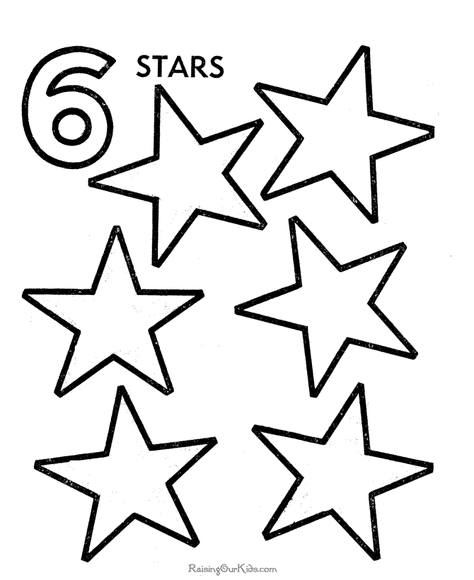 6 Stars number worksheets for preschool