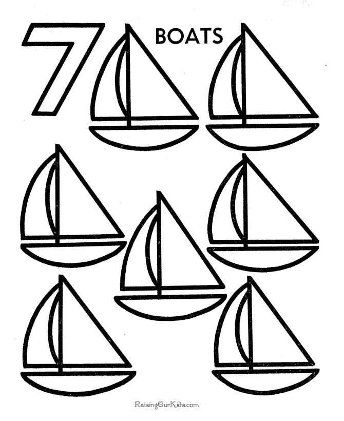 7 boats number worksheets for preschool