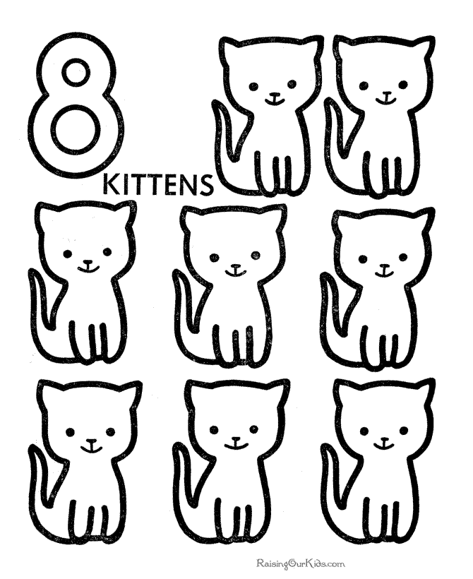 8 cats preschool number worksheet