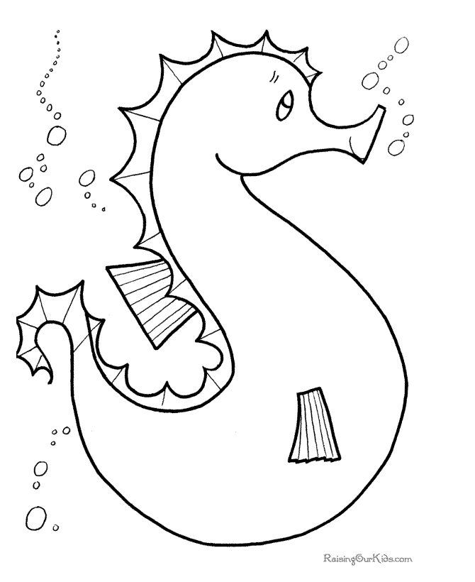 seahorse preschool coloring page