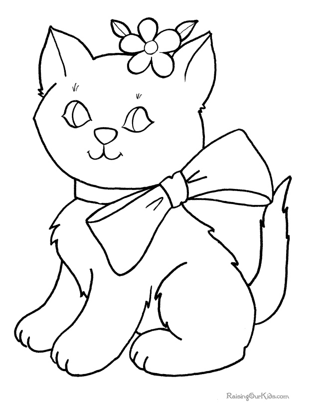 Printable cat Preschool coloring page