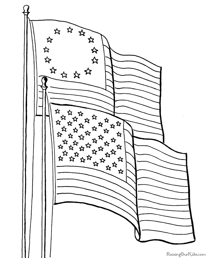 The American flags coloring page