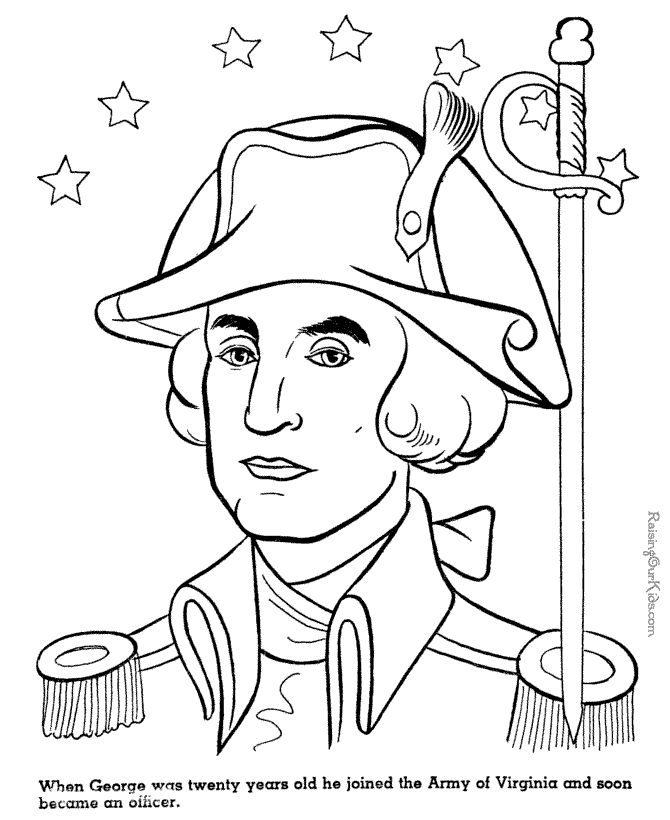 History for kids George Washington Coloring Page