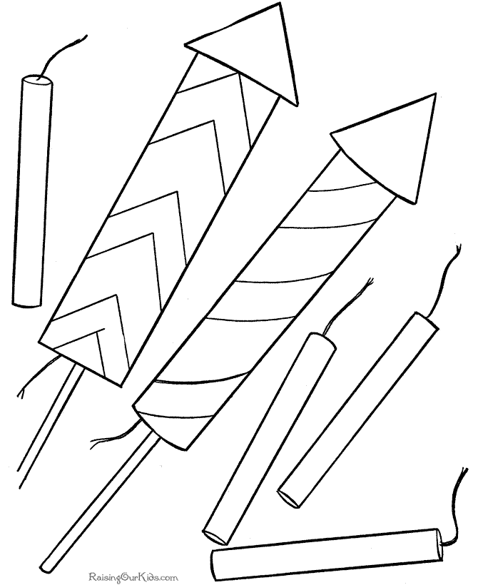Independence Day fireworks coloring pages for kids