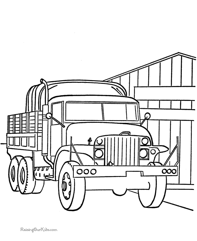 Printable military truck coloring page
