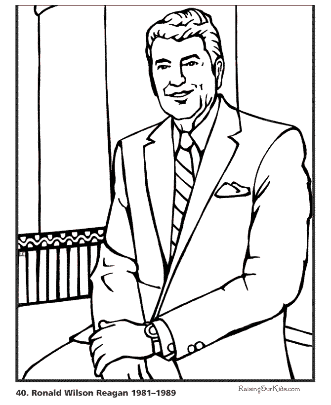 President Ronald Reagan coloring page