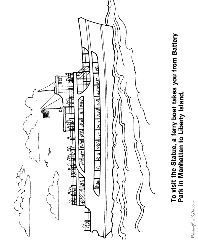 Statue of Liberty ferry boat coloring page