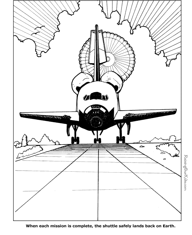 Space Shuttle coloring page landing
