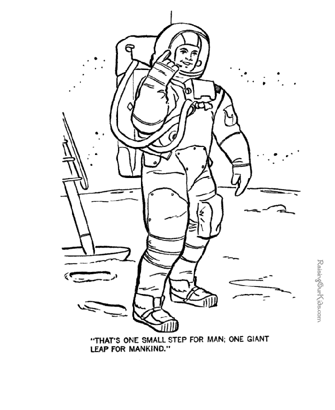 Space coloring page of the Moon Landing
