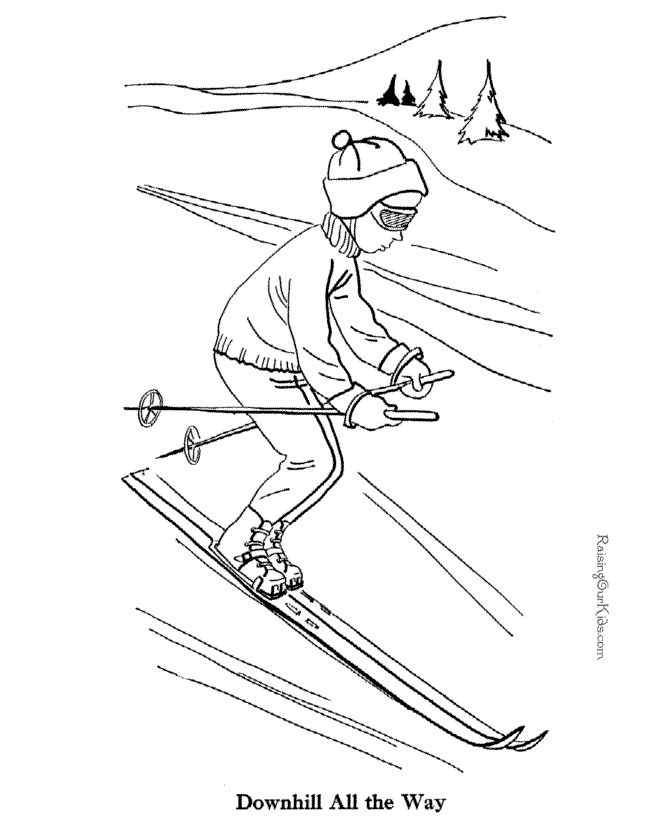 Skiing coloring page