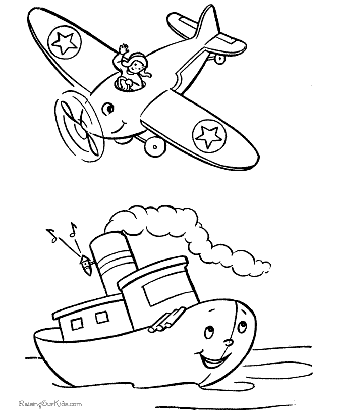 Kids airplane coloring page