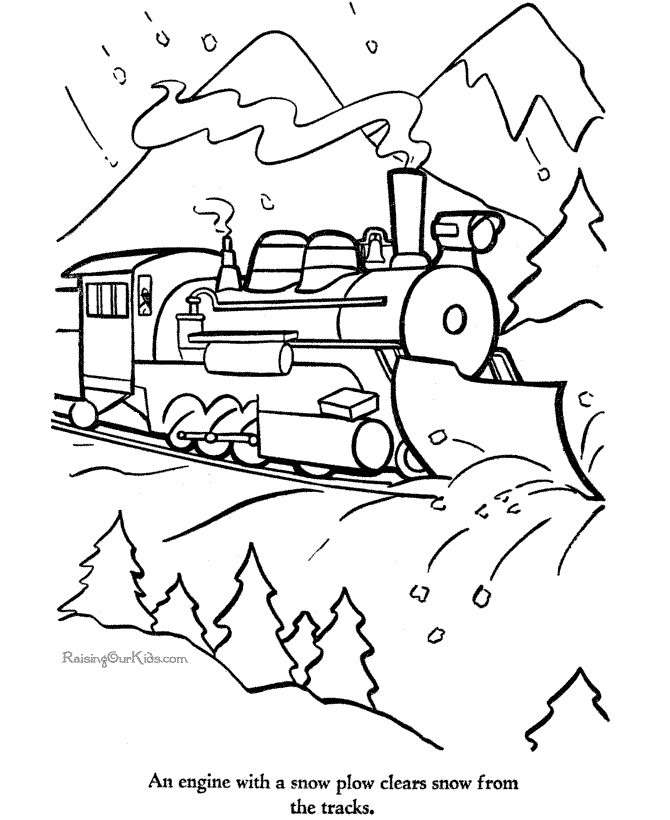 Snow Plow Train coloring page