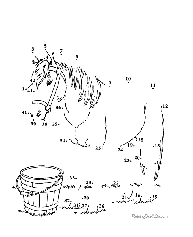 Dot to dot worksheet of a horse