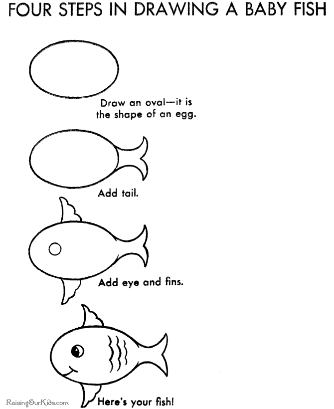 How to draw a baby fish worksheet