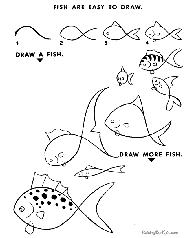 How to draw a Fish Easy worksheet