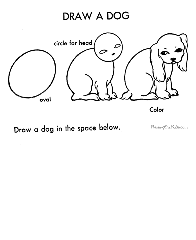 How to Draw a Dog worksheet Step by step
