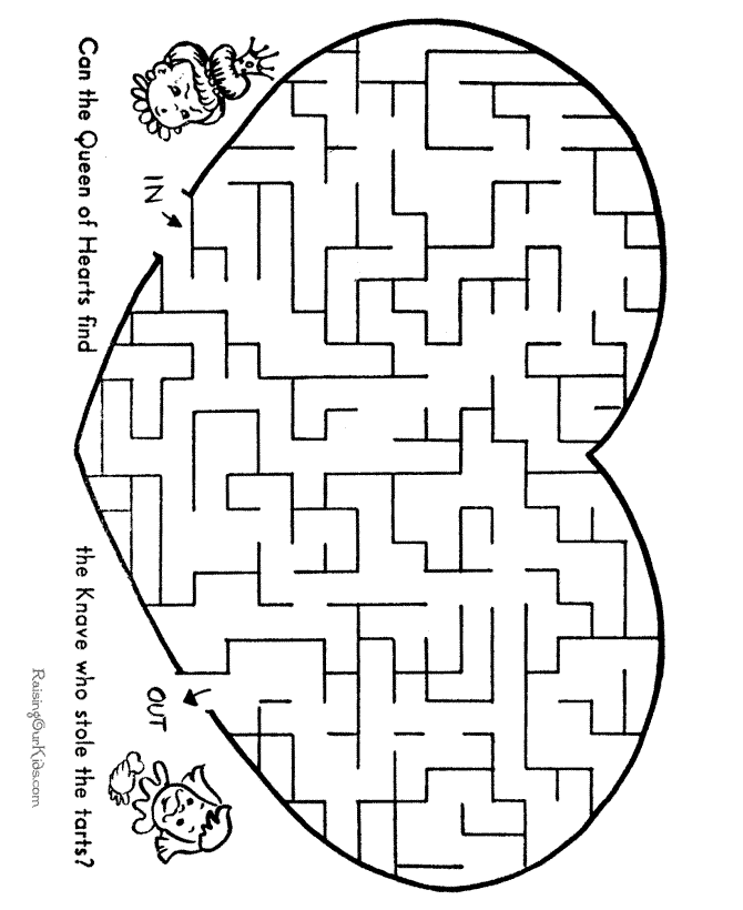 heart channel maze worksheet for kids