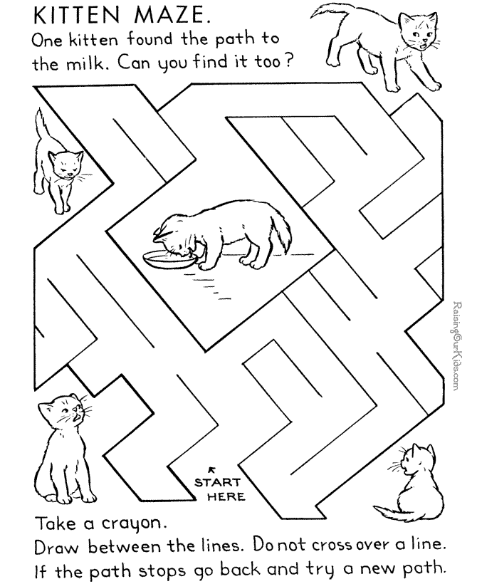 Kitten channel maze worksheet